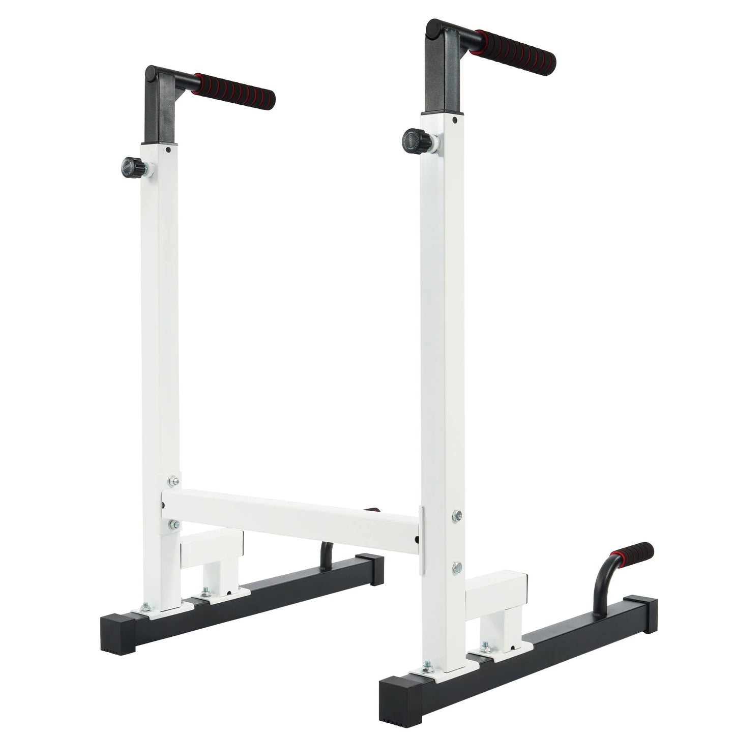 Steel Frame Dip Station with Adjustable Height, 500 Lb Weight Capacity, White