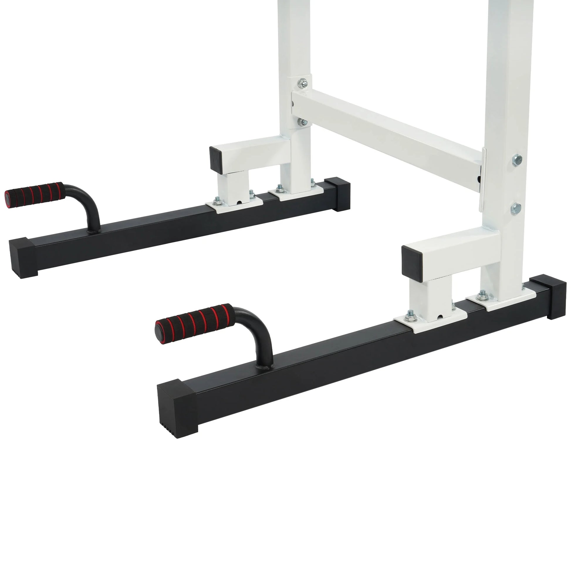 Steel Frame Dip Station with Adjustable Height, 500 Lb Weight Capacity, White