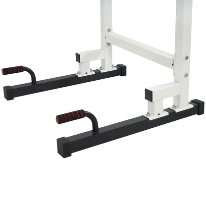 Steel Frame Dip Station with Adjustable Height, 500 Lb Weight Capacity, White